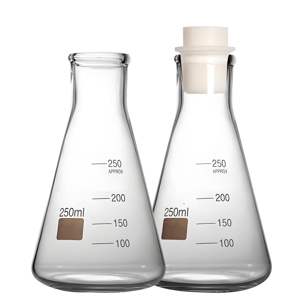 Silicone stoppered conical flask