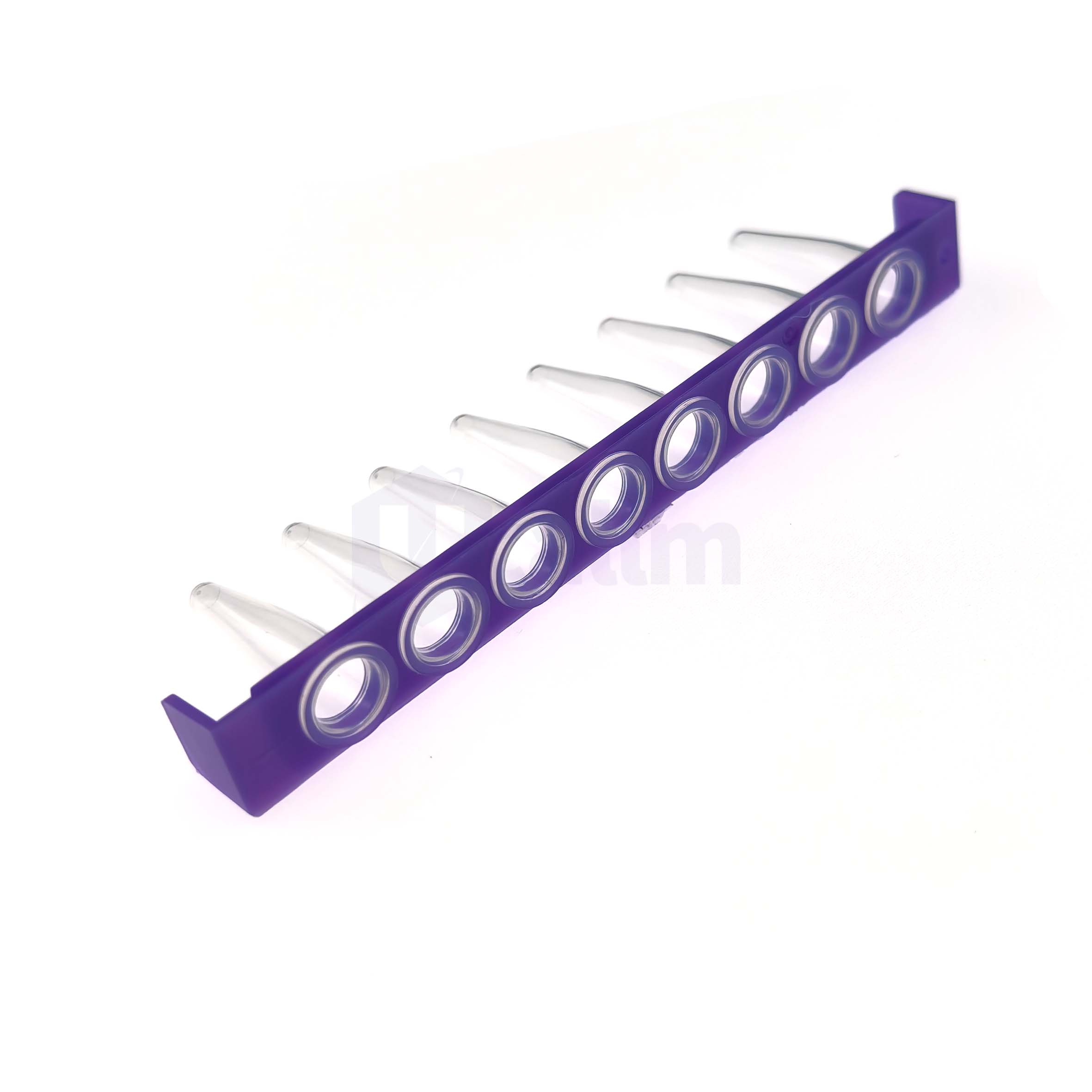 H1410-04 0.2 mL 8 Strip PCR Tube without cap, clear PP wells, violet PC frame-4