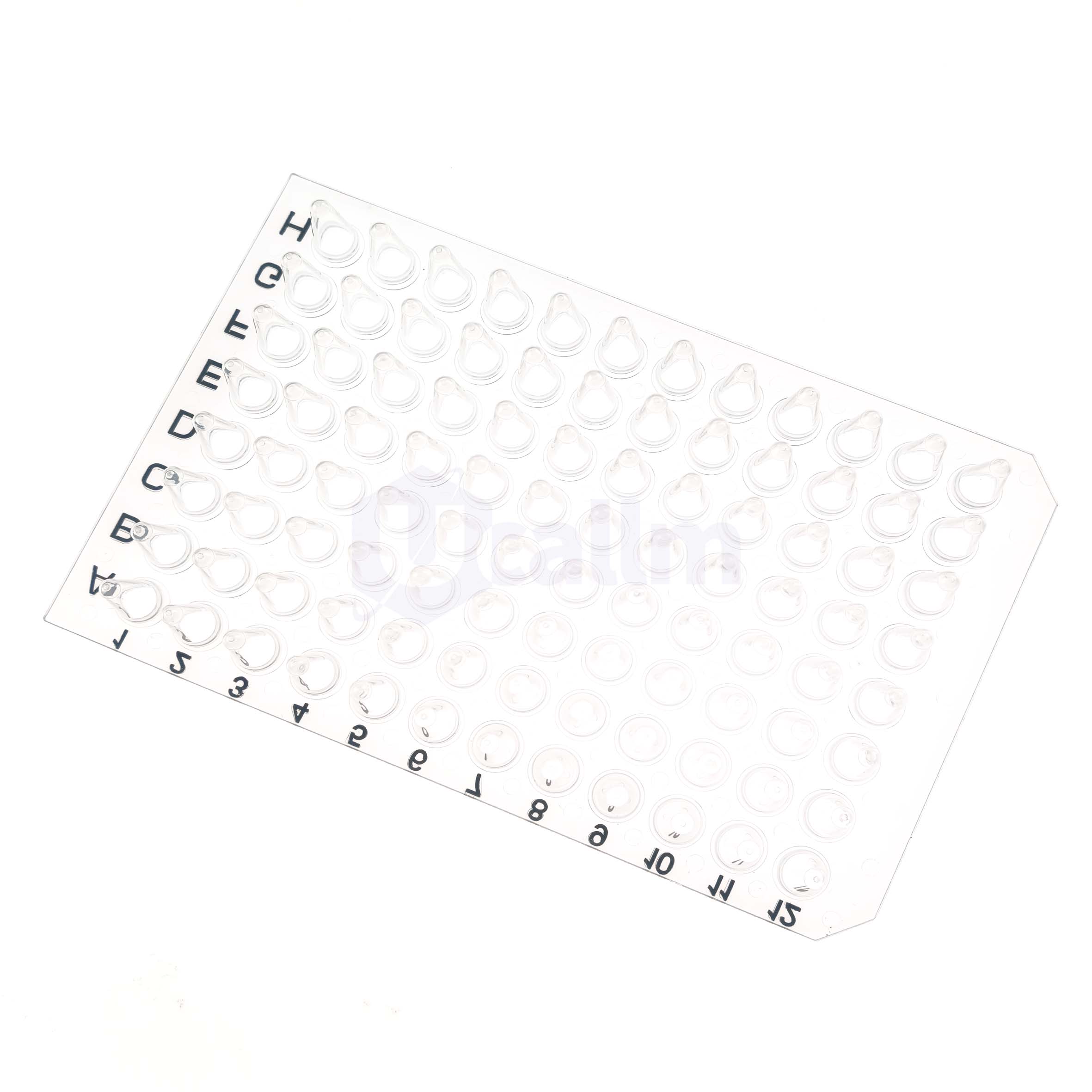 H2308-00 0.1 mL 96 well No skirt PCR plate, clear, A12&H12 Notch-4