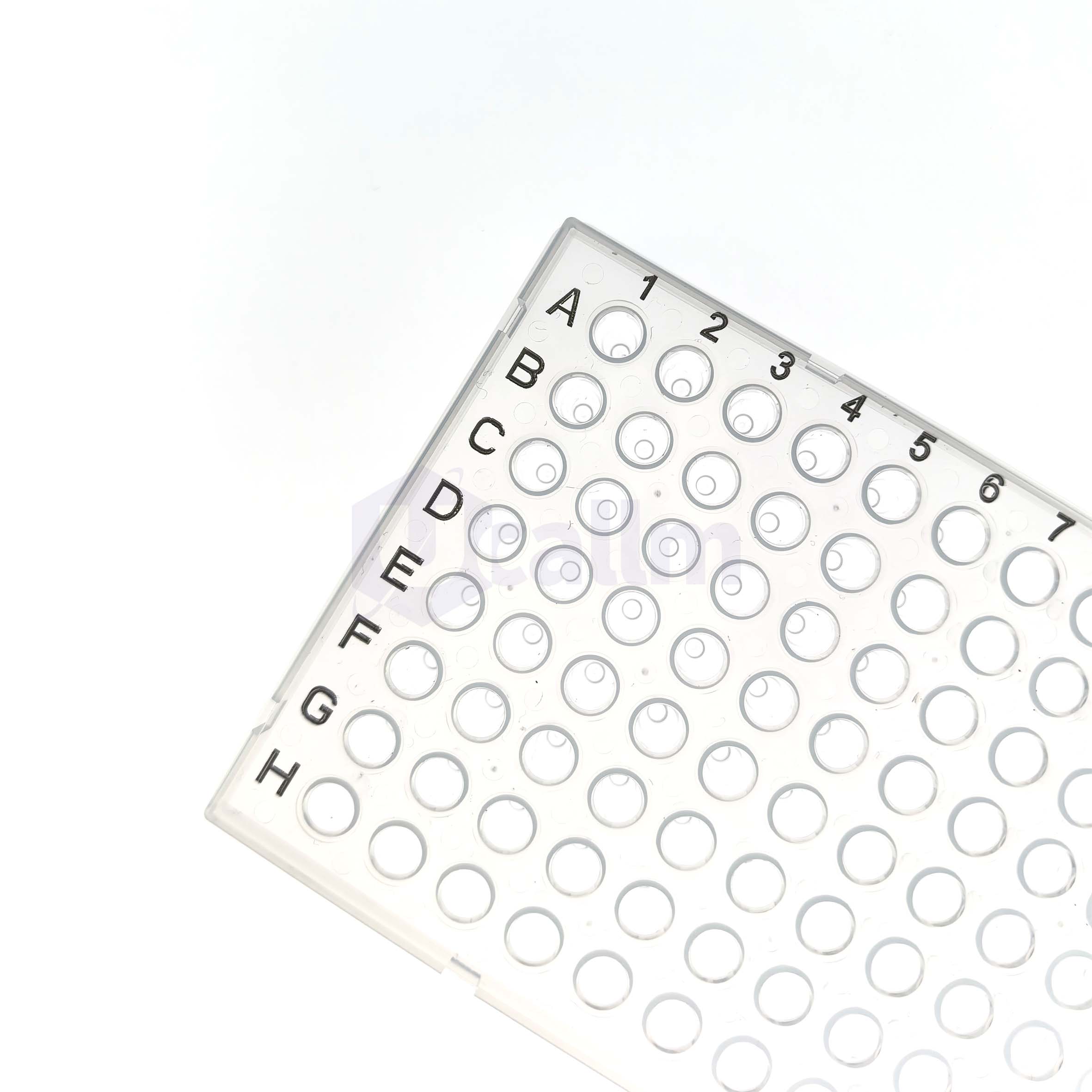 H2384-00 0.2 mL 96 well Full skirt PCR plate, clear PP wells, clear PC frame, H1 Notch-3