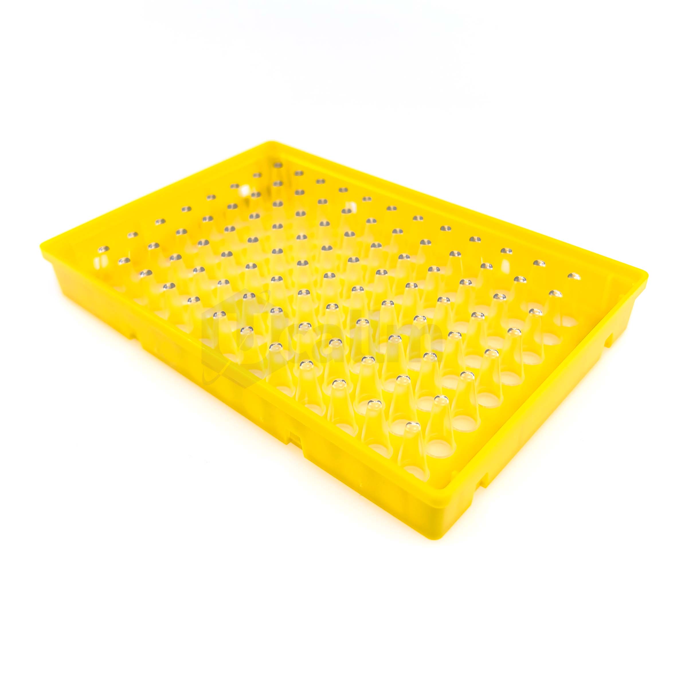 H2384-05 0.2 mL 96 well Full skirt PCR plate, clear PP wells, yellow PC frame, H1 Notch-4