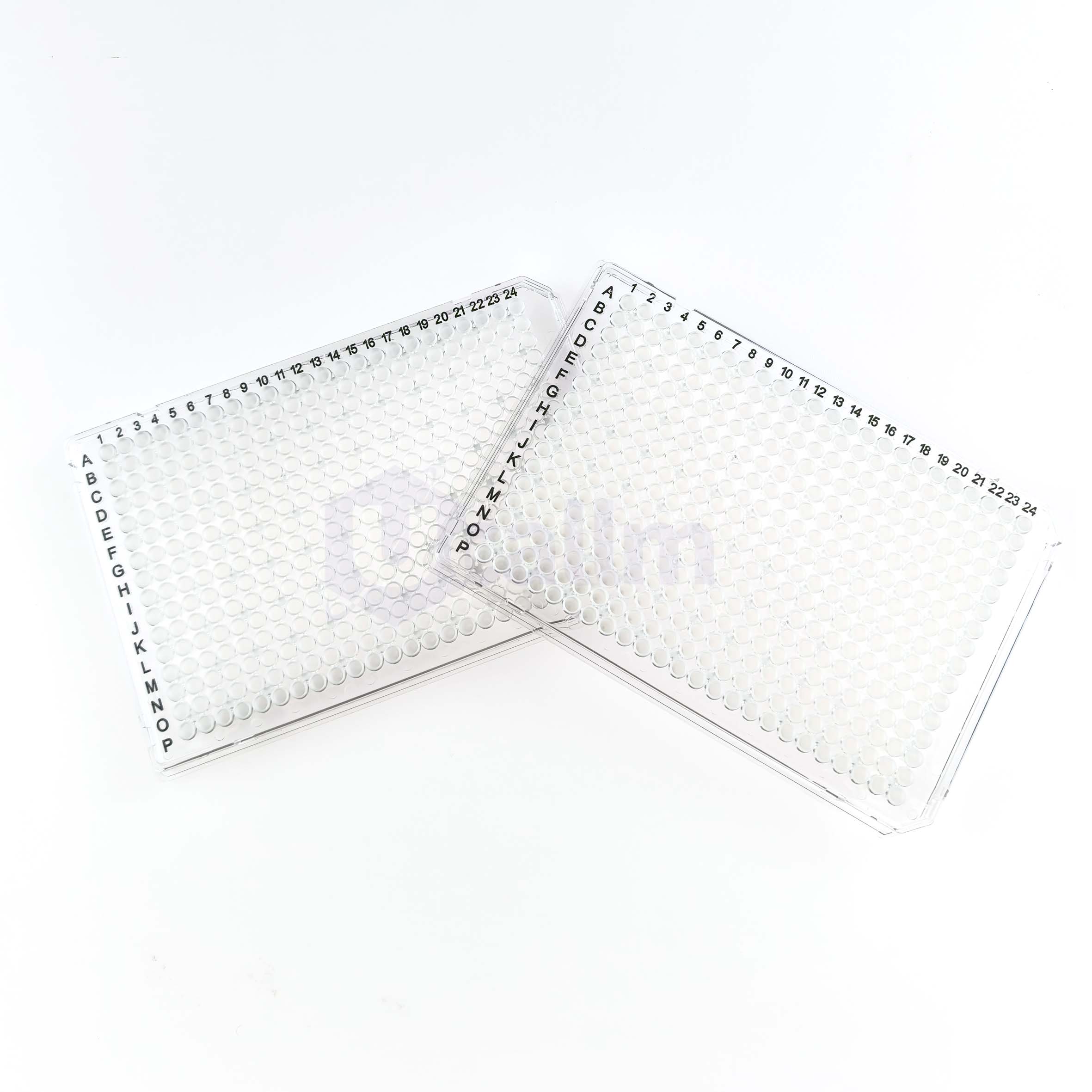 H2412-00W 40 µL 384 well Full skirt PCR plate, white PP wells, clear PC frame, A24&P24 Notch-6