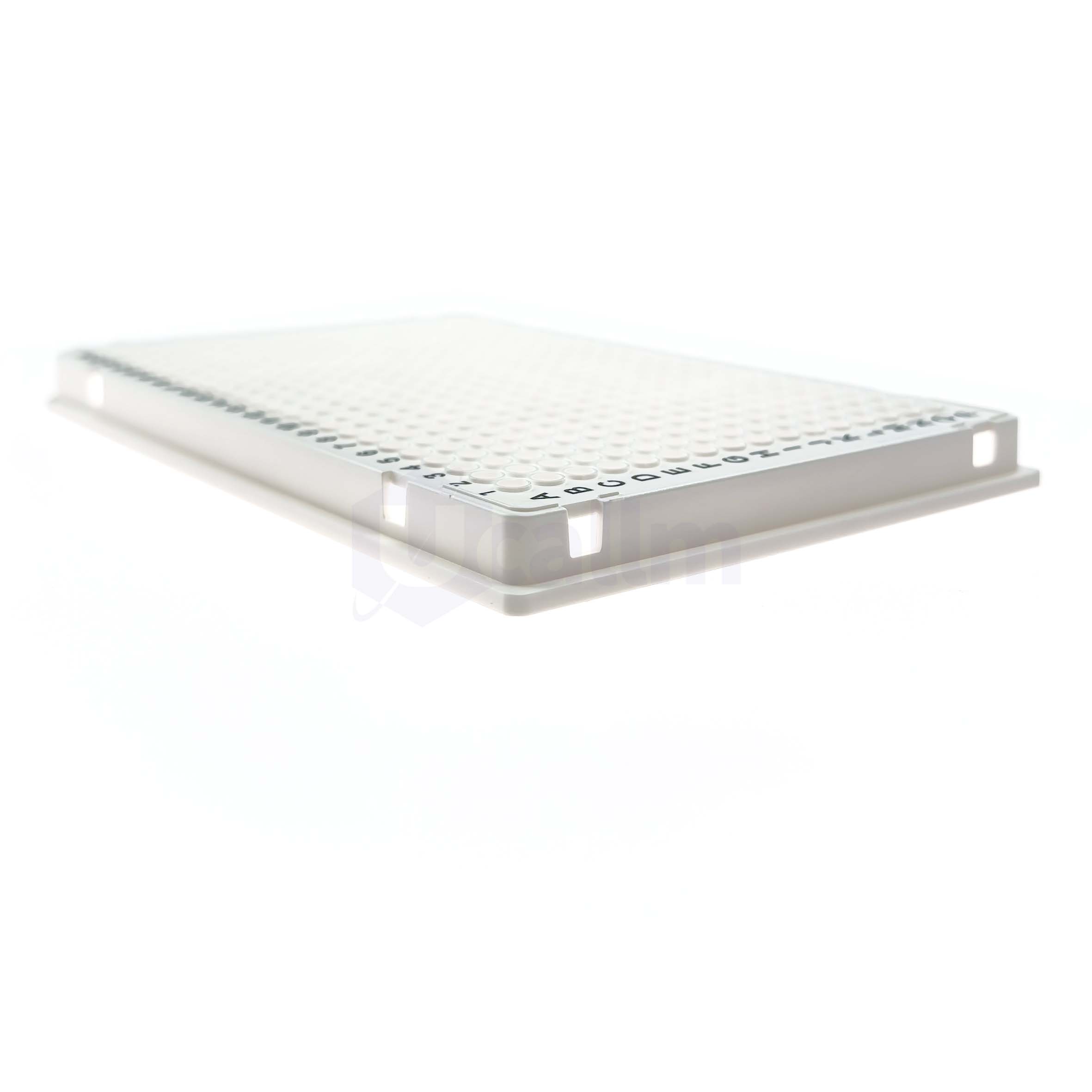 H2413-07I 40 µL 384 well Full skirt PCR plate, white PP wells, white PC frame, A24&P24 Notch-5