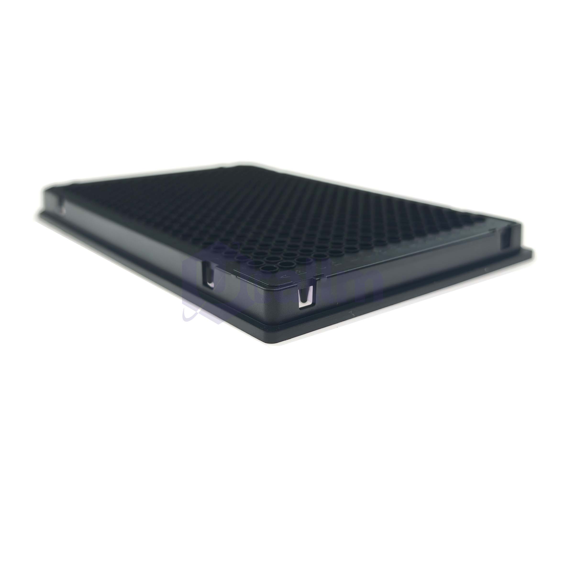 H2413-08I 40 µL 384 well Full skirt PCR plate, black PP wells, black PC frame, A24&P24 Notch-5