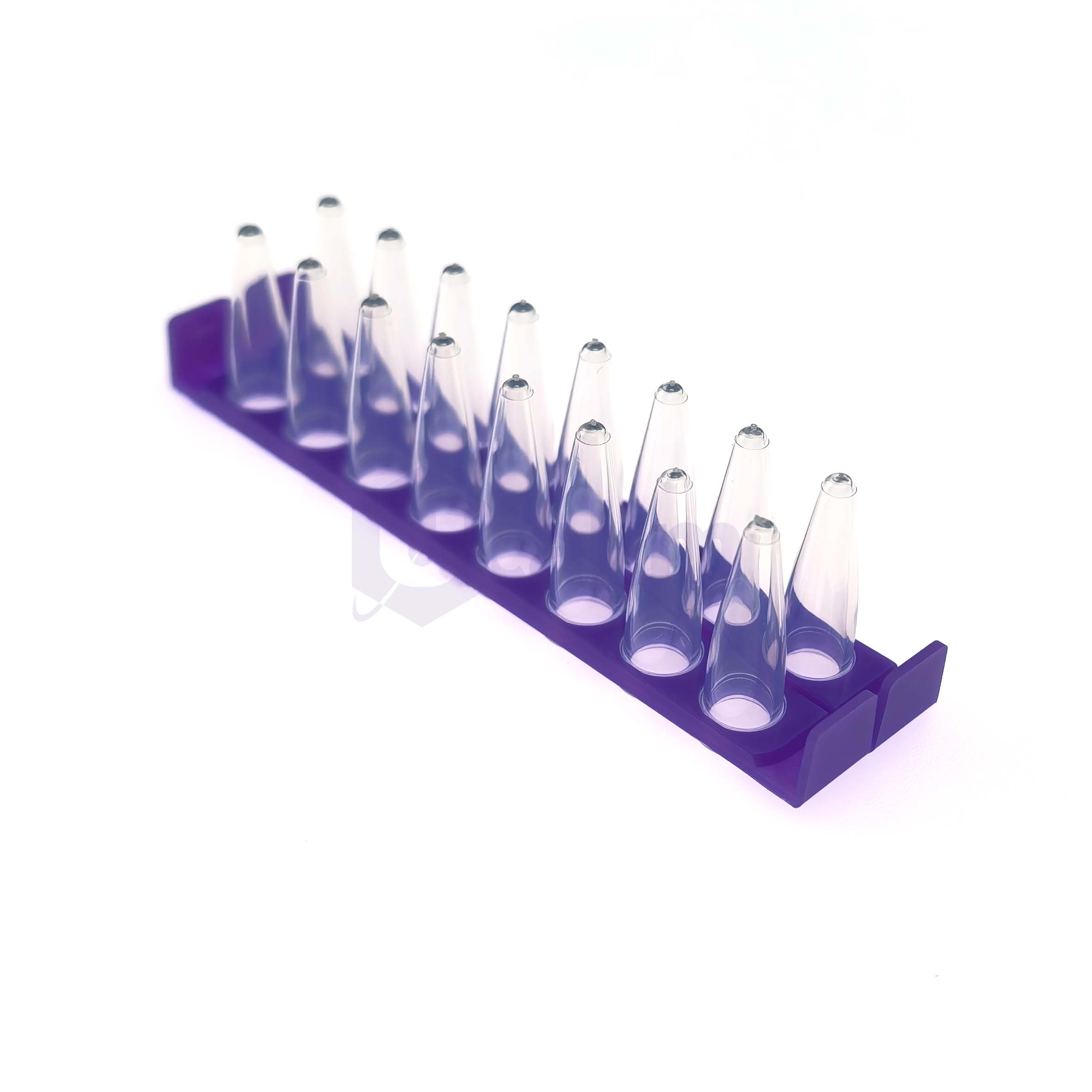 H2652-04 0.2 mL 16 well Half skirt PCR plate, clear PP wells, violet PC frame-4