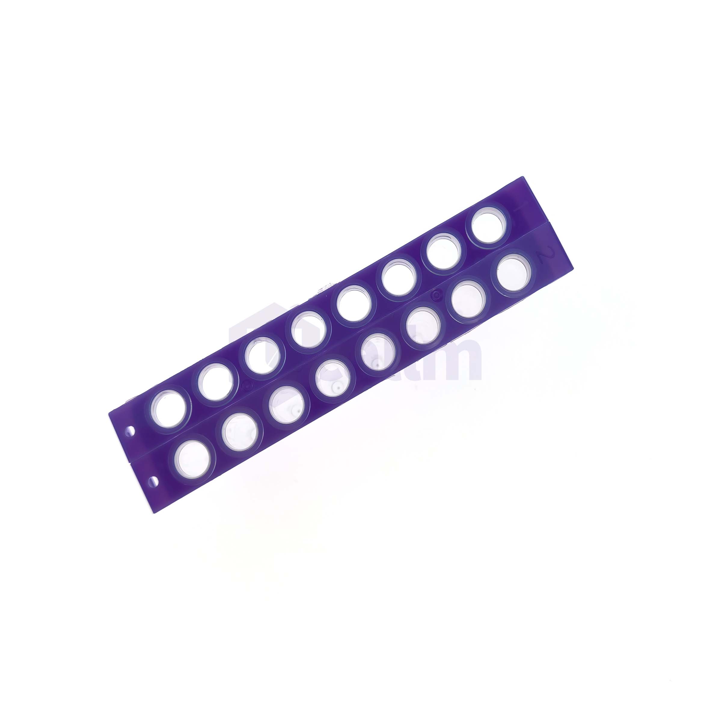 H2652-04 0.2 mL16 well Half skirt PCR plate, clear PP wells, violet PC frame-1 (1)