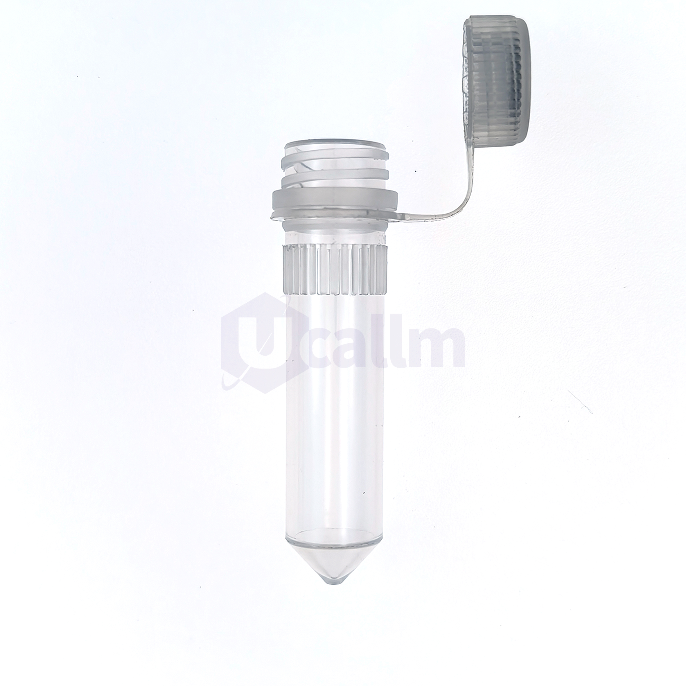 P2061-04(2) Clear dropper bottle with a ribbed white cap and a glass droplet pipette extending from the top against a white background, ready to dispense liquid.
