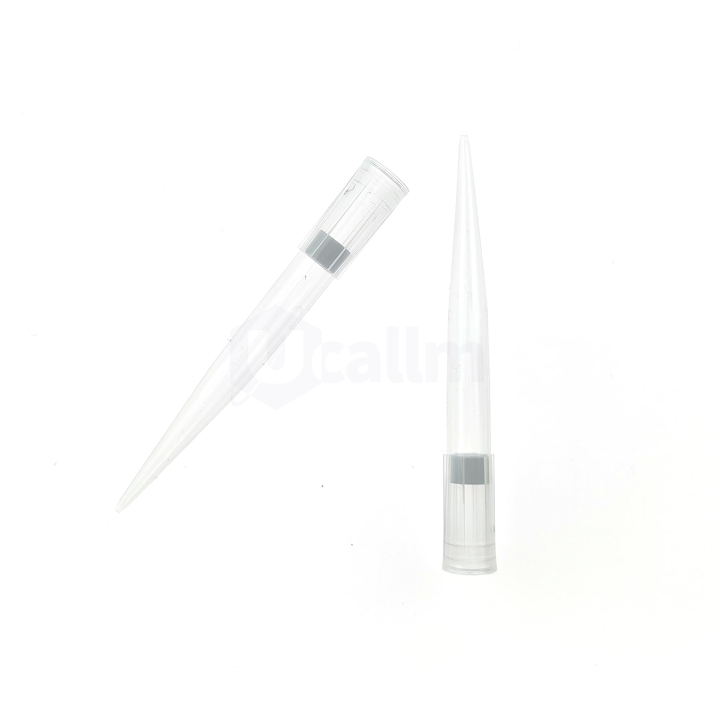 1000µL Filter Pipette Tips, Clear, Filtered, Non-sterile, Bagged-4 Two clear glass lab pipettes angled against a white background, ready for liquid transfer.