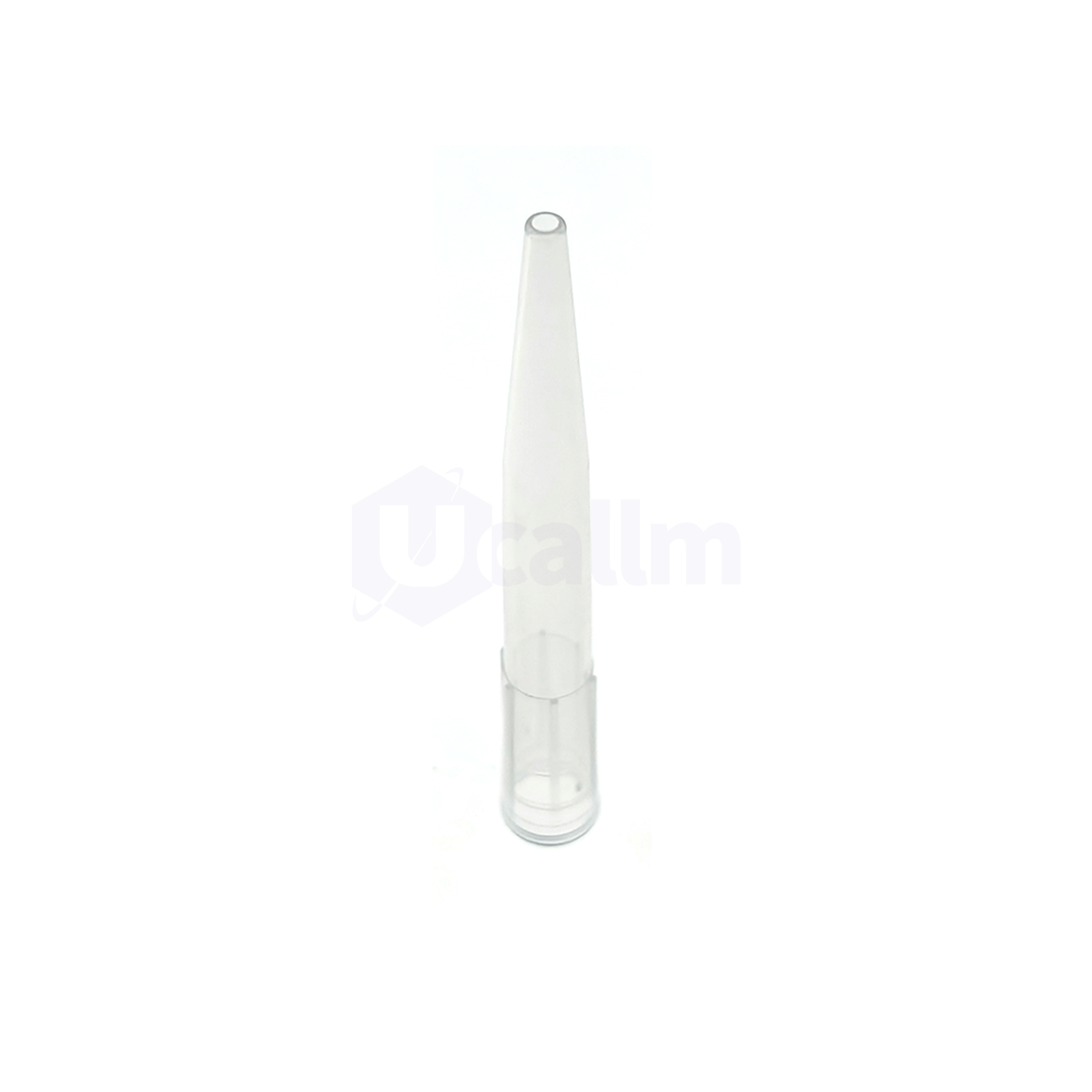 1000µL Wide-bore Pipette Tips, Clear, Non-filtered, Non-sterile, Bagged-2 Clear glass dropper held upright against a white background, tip facing up.