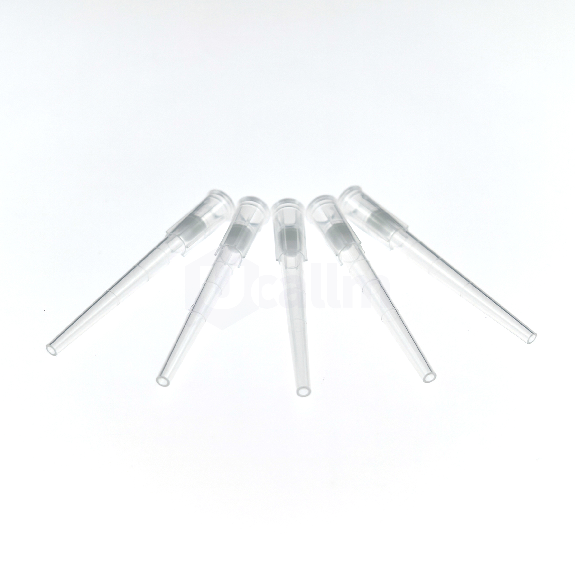 200µL Low Retention Wide-bore Filter Pipette Tips, Clear, Filtered, Non-sterile, Bagged-4 Top-down view of empty glass test tubes arranged in a circular ring on a white background.