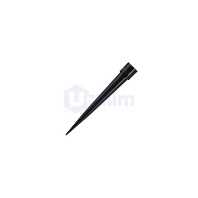 Close-up of a black cylindrical tool or rod angled diagonally across a white background.